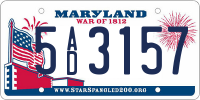 MD license plate 5AD3157