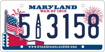 MD license plate 5AD3158