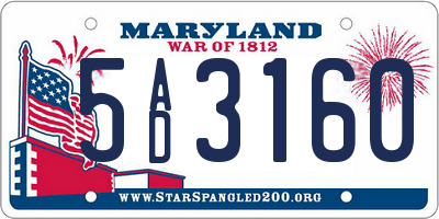 MD license plate 5AD3160