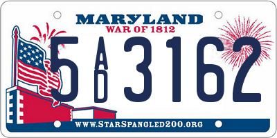 MD license plate 5AD3162