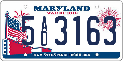 MD license plate 5AD3163