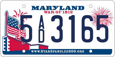 MD license plate 5AD3165
