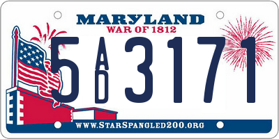 MD license plate 5AD3171