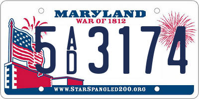 MD license plate 5AD3174