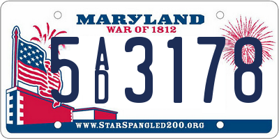 MD license plate 5AD3178