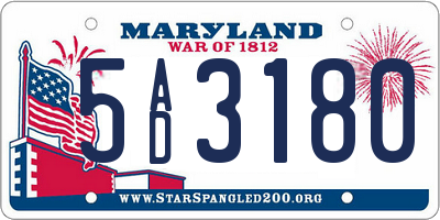 MD license plate 5AD3180