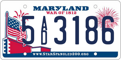 MD license plate 5AD3186