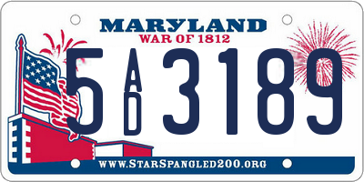 MD license plate 5AD3189