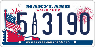 MD license plate 5AD3190