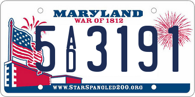 MD license plate 5AD3191
