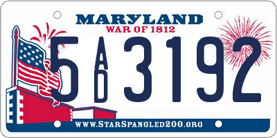 MD license plate 5AD3192