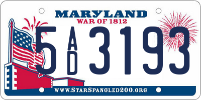 MD license plate 5AD3193