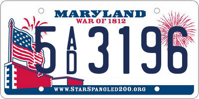MD license plate 5AD3196