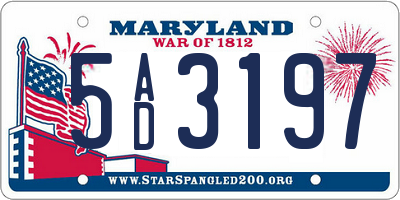 MD license plate 5AD3197
