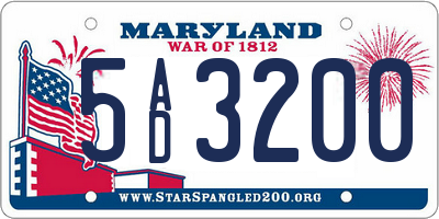 MD license plate 5AD3200
