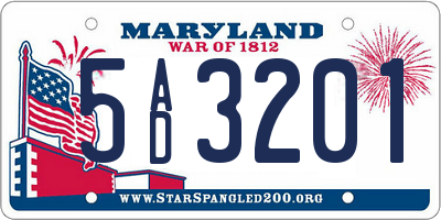 MD license plate 5AD3201