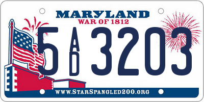 MD license plate 5AD3203