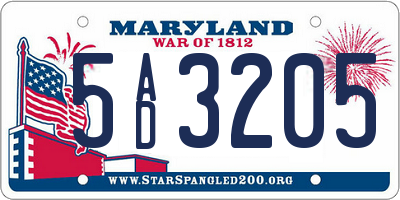 MD license plate 5AD3205