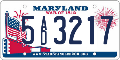 MD license plate 5AD3217