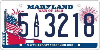 MD license plate 5AD3218