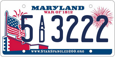 MD license plate 5AD3222