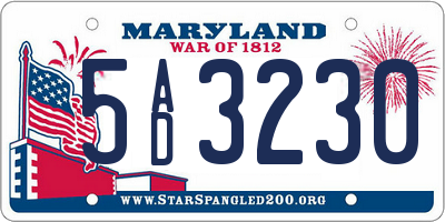 MD license plate 5AD3230