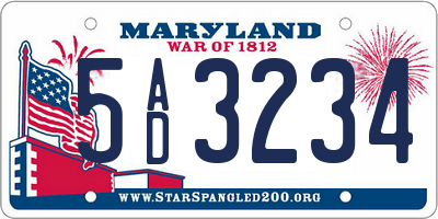 MD license plate 5AD3234
