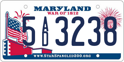MD license plate 5AD3238