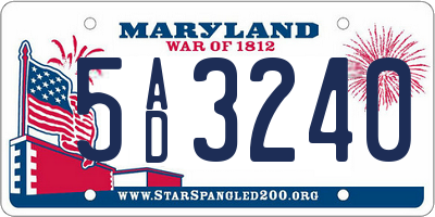 MD license plate 5AD3240