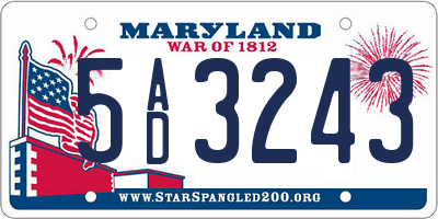 MD license plate 5AD3243