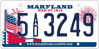 MD license plate 5AD3249