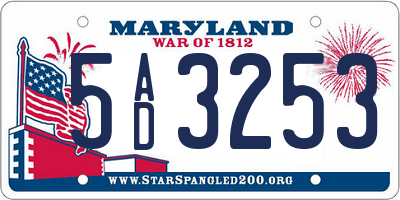 MD license plate 5AD3253