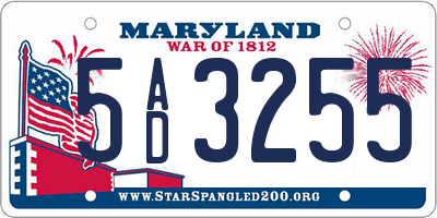MD license plate 5AD3255