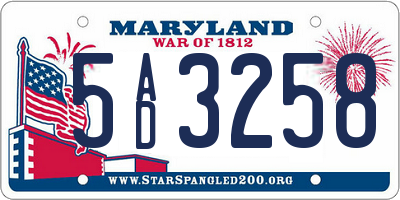 MD license plate 5AD3258