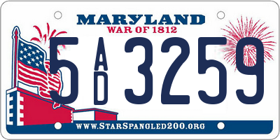 MD license plate 5AD3259