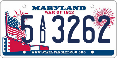 MD license plate 5AD3262