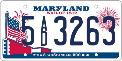 MD license plate 5AD3263