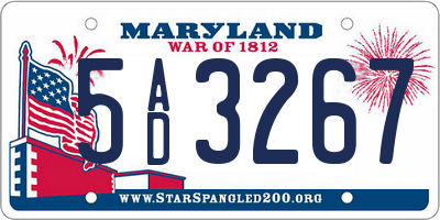 MD license plate 5AD3267