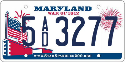 MD license plate 5AD3277