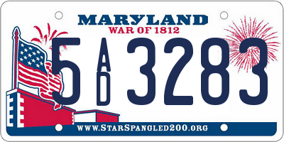 MD license plate 5AD3283