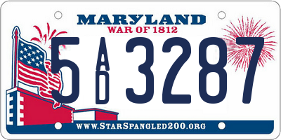 MD license plate 5AD3287
