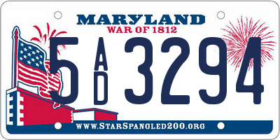 MD license plate 5AD3294