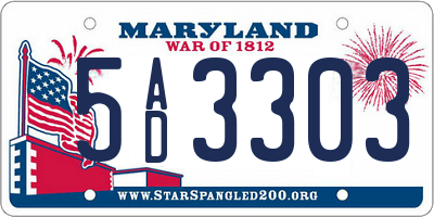 MD license plate 5AD3303