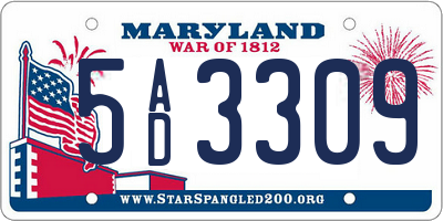 MD license plate 5AD3309