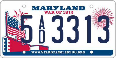 MD license plate 5AD3313
