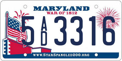 MD license plate 5AD3316