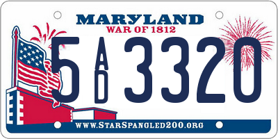 MD license plate 5AD3320