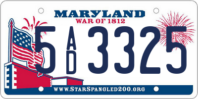 MD license plate 5AD3325