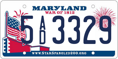 MD license plate 5AD3329