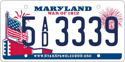 MD license plate 5AD3339